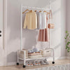 Adjustable Rolling Garment Rack with Storage Shelf
