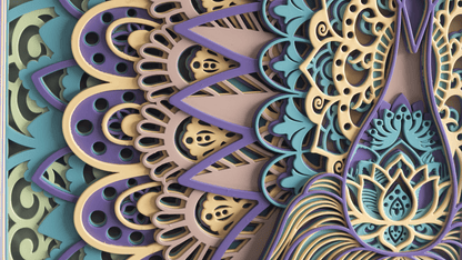 Majestic Peacock Mandala Shadow Box