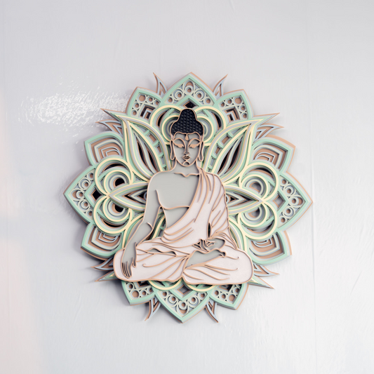 3D Layered Buddh Wooden Wall Art