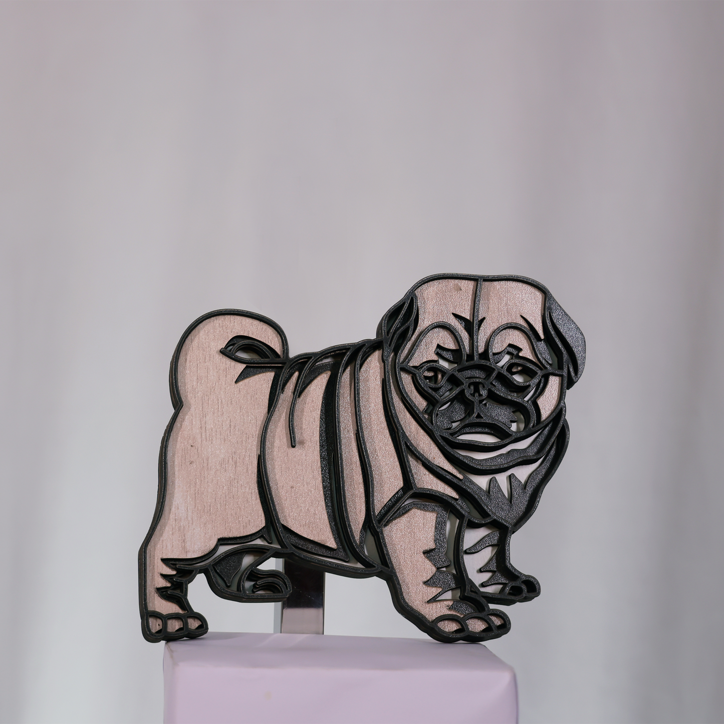 pug dog wooden wall art