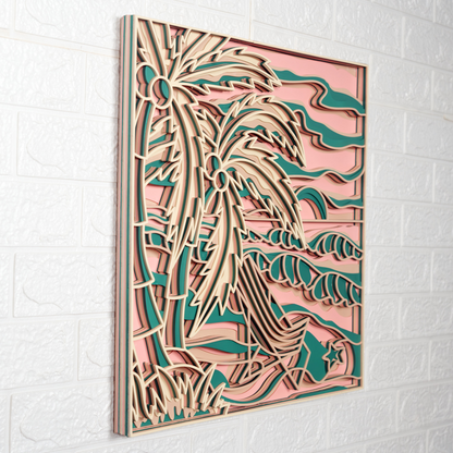 Layered Wood 'Coastal Sunset' Wall Art