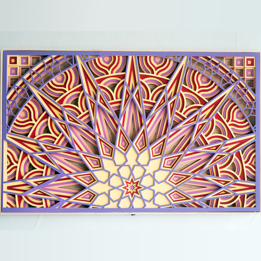 Intricate Layered Wood 'Radiant Star' Wall Art