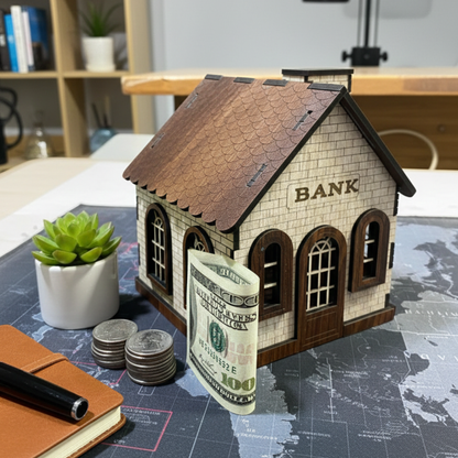 Charming Vintage Style House Money Box (16x15x13 cm)