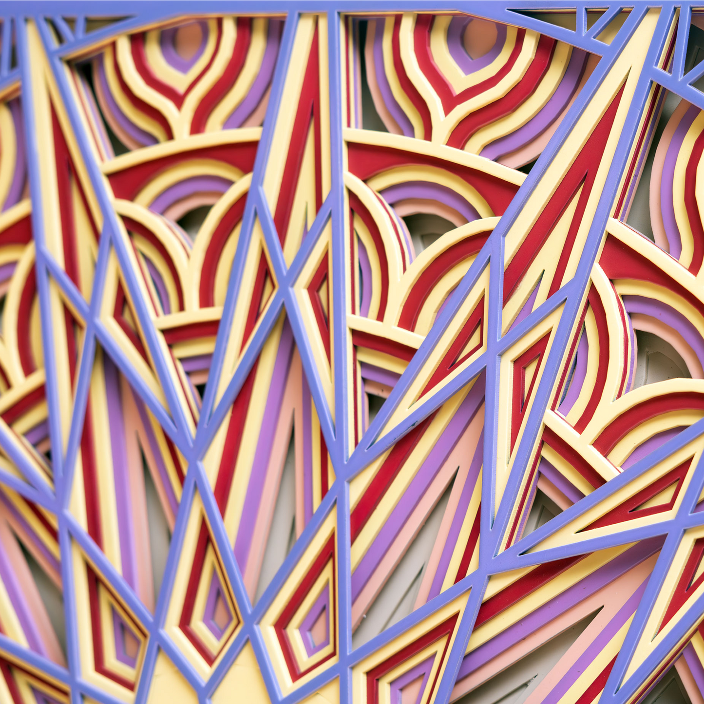 intricate layered wood 'radiant star' wall art