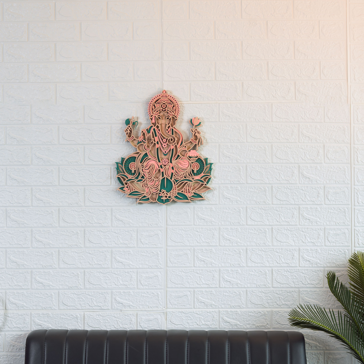 3d layered ganesh wooden wall art