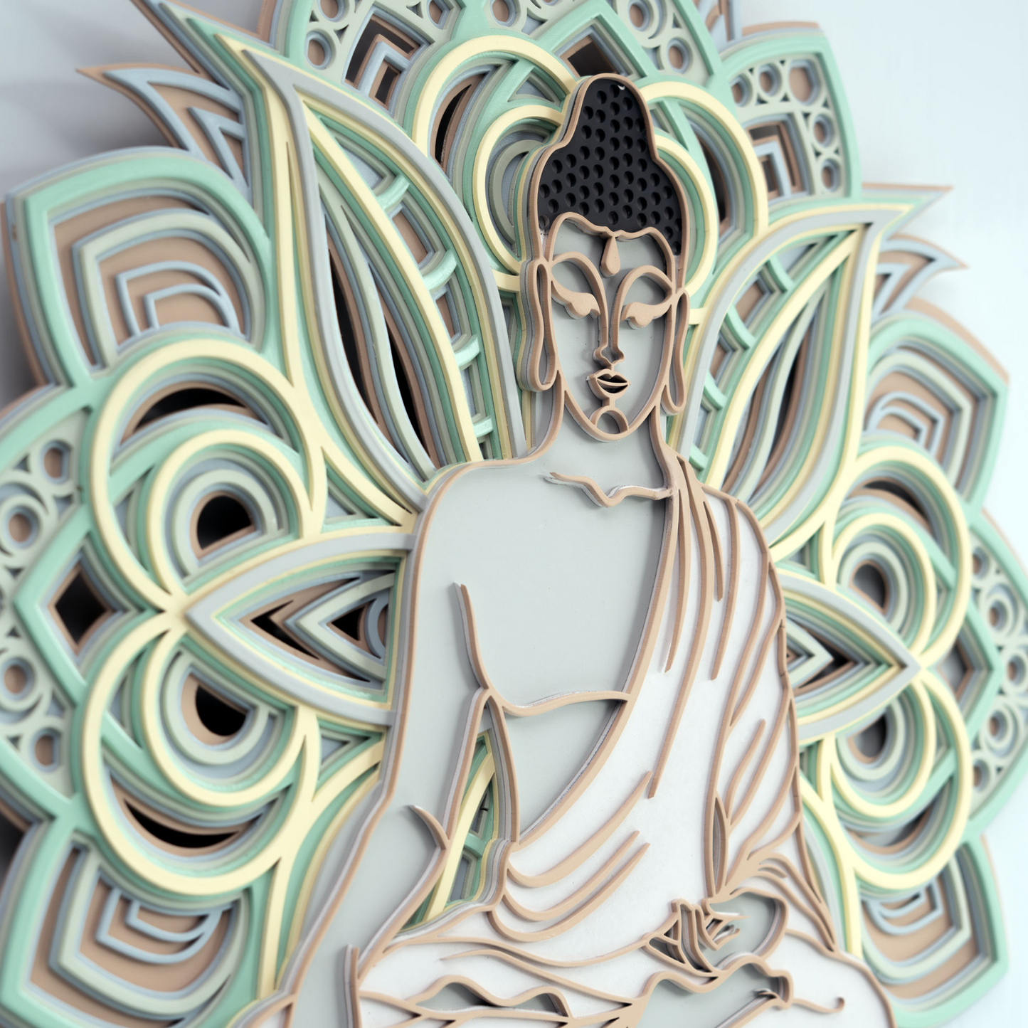 3d layered buddh wooden wall art