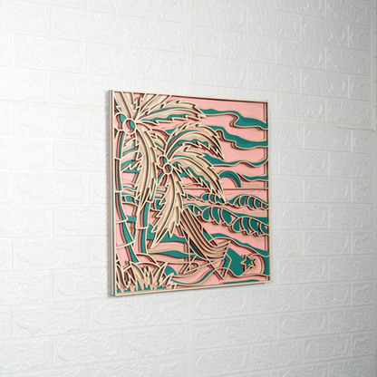 Layered Wood 'Coastal Sunset' Wall Art