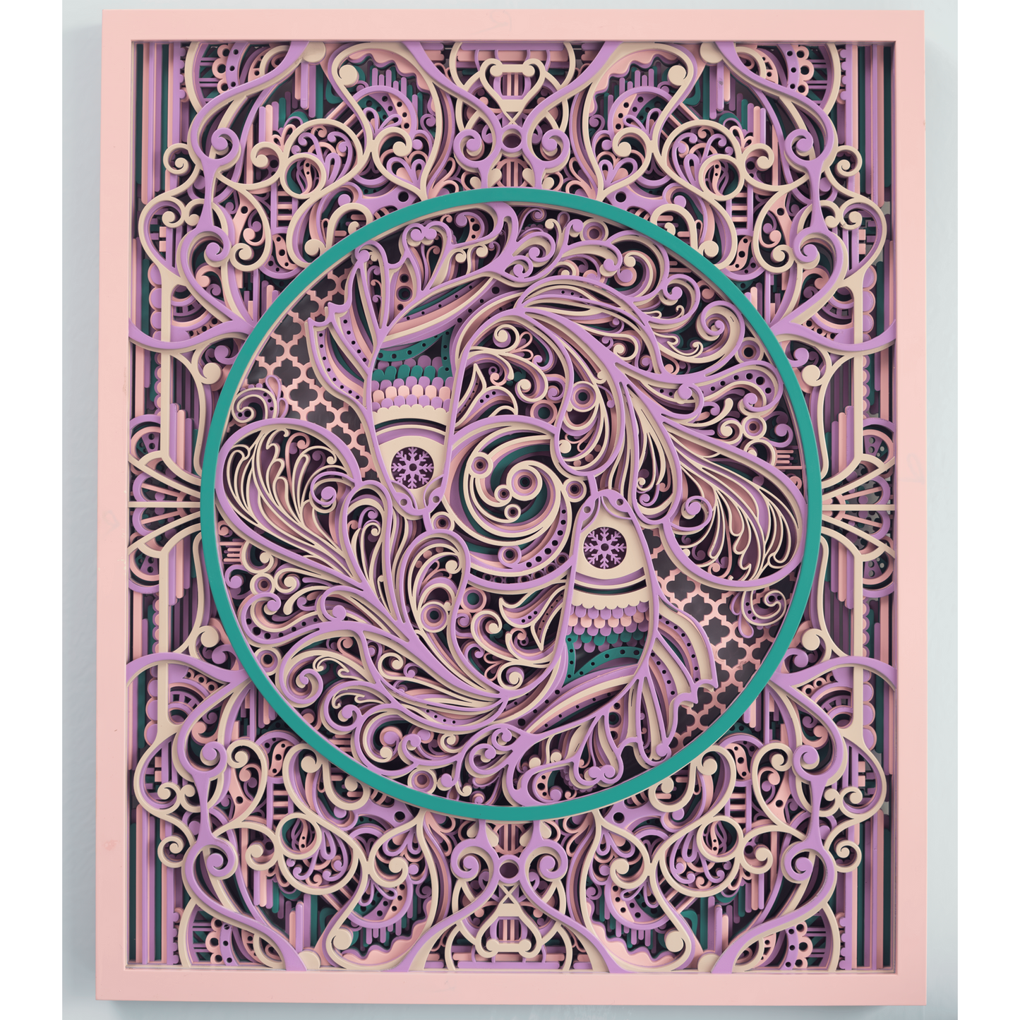 floral mandala 3d layered wooden wall art