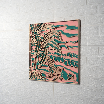 Layered Wood 'Coastal Sunset' Wall Art