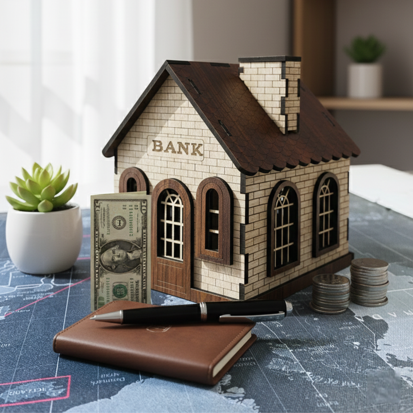 charming vintage style house money box (16x15x13 cm)