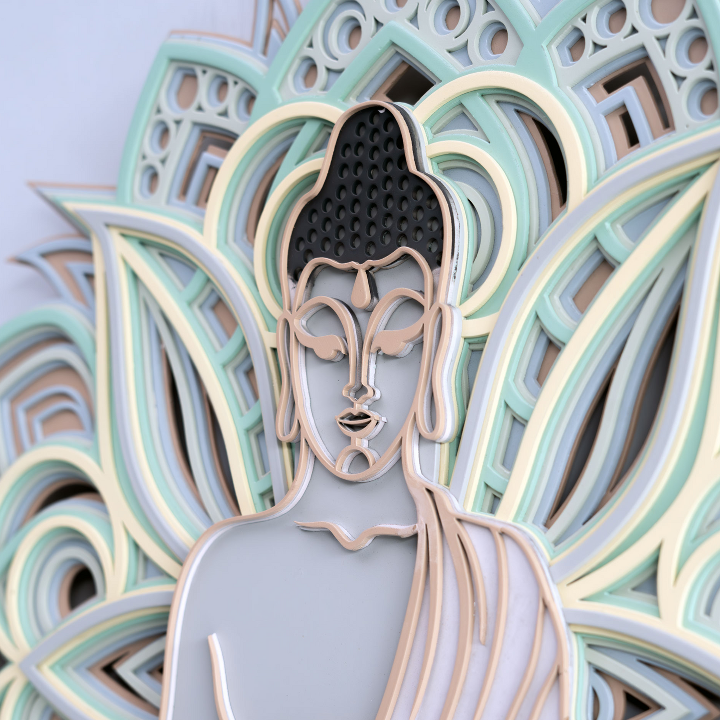 3d layered buddh wooden wall art