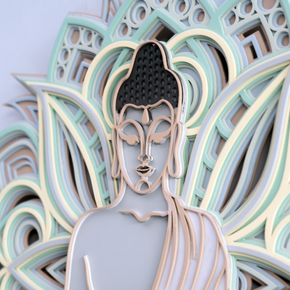 3D Layered Buddh Wooden Wall Art