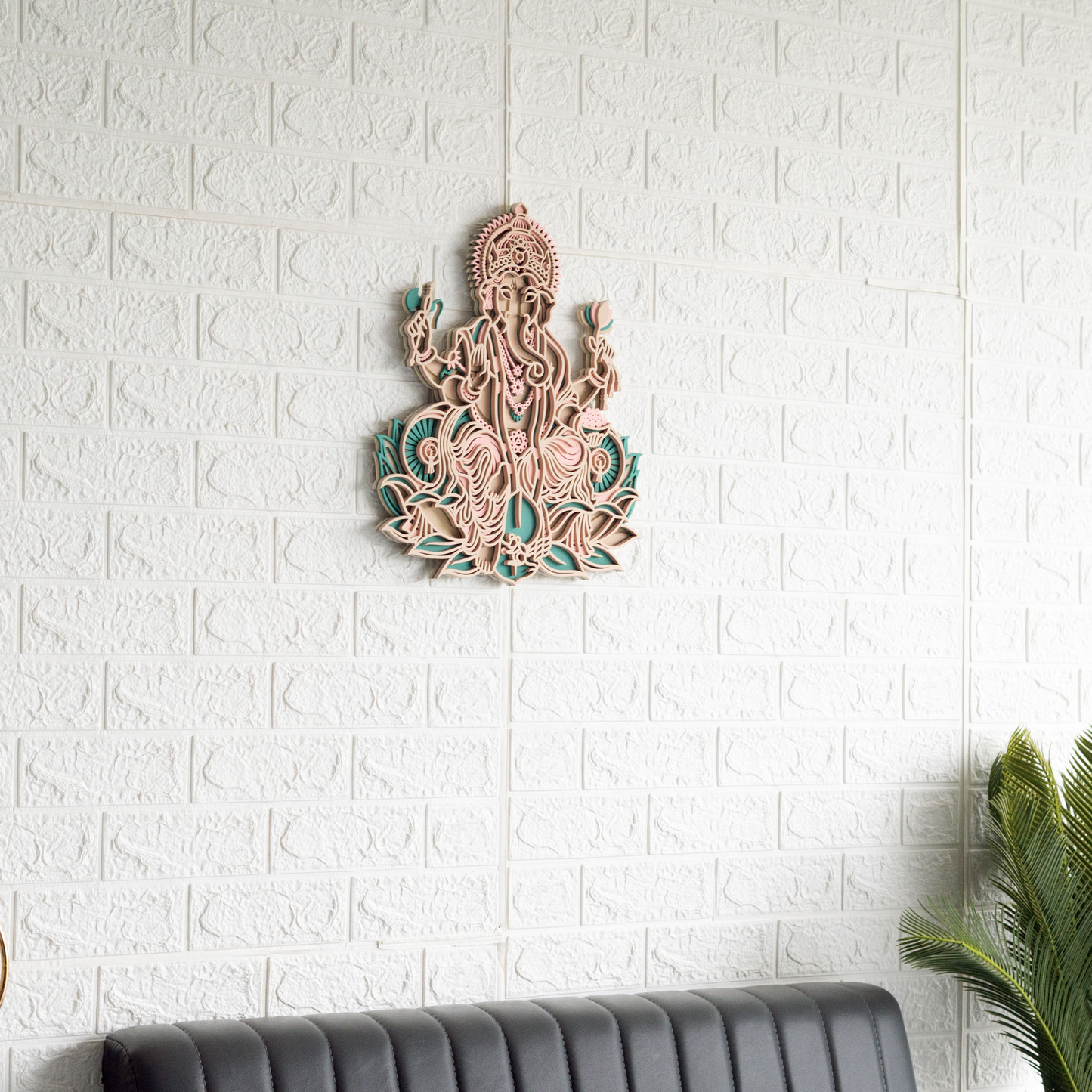 3d layered ganesh wooden wall art