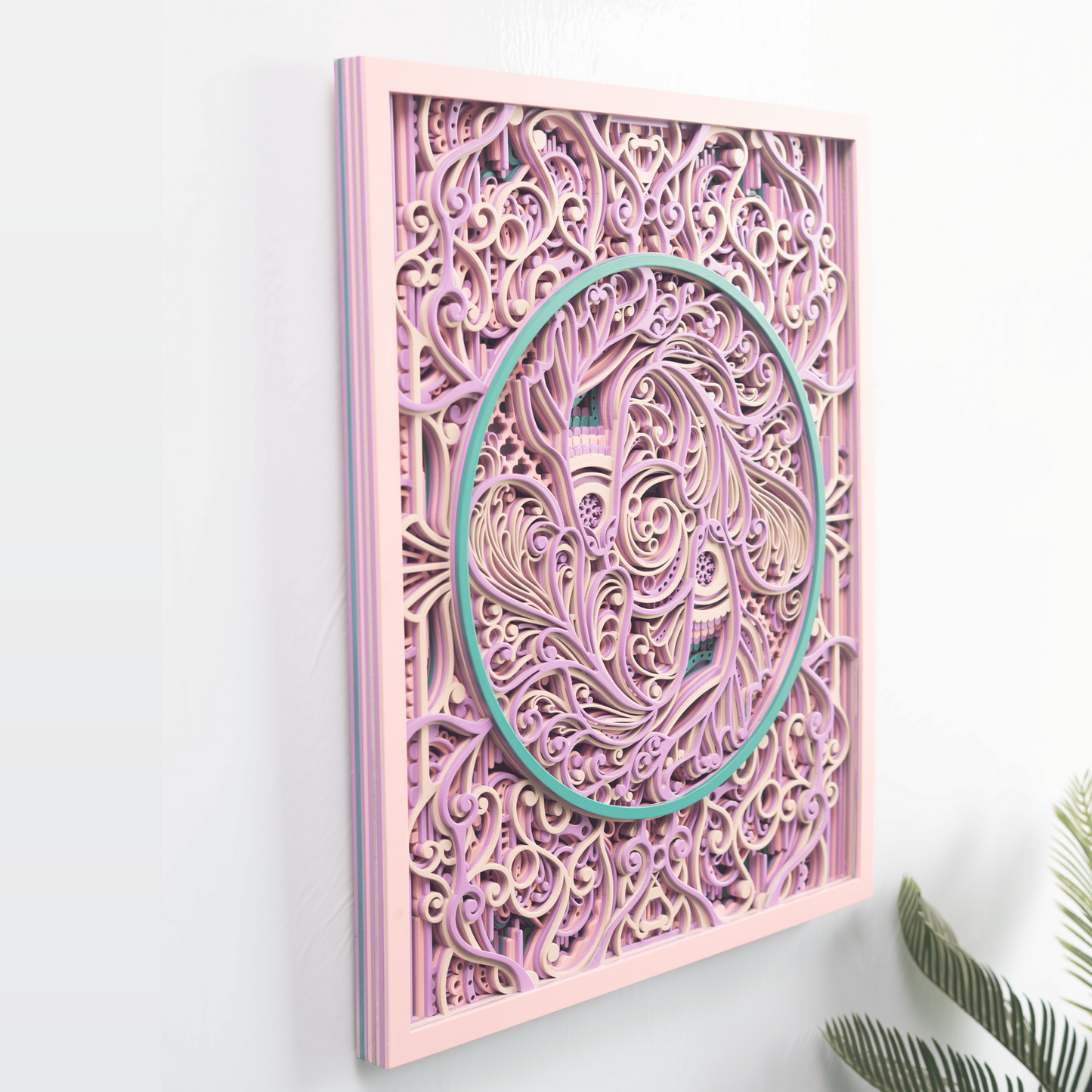 floral mandala 3d layered wooden wall art