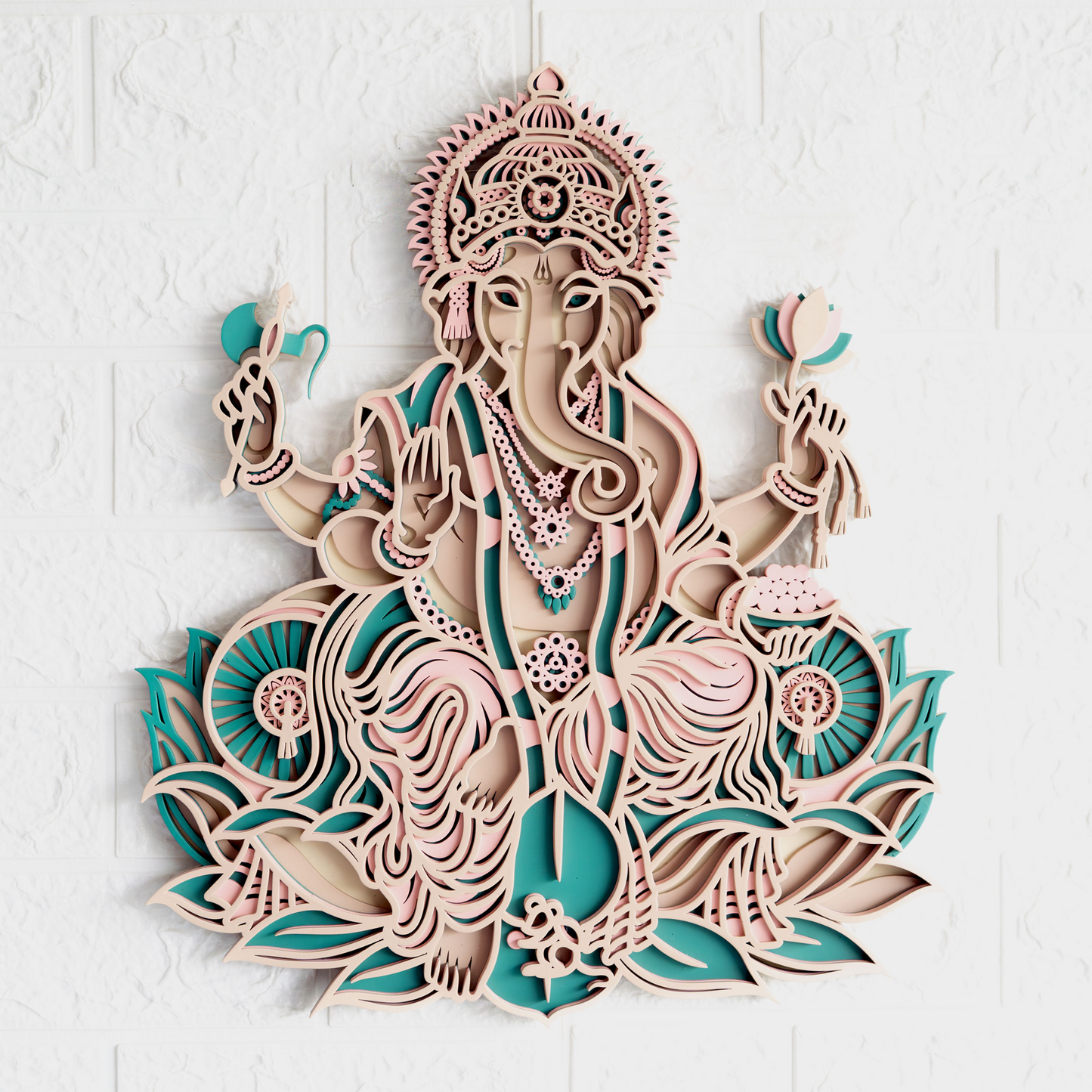 3d layered ganesh wooden wall art