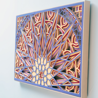 Intricate Layered Wood 'Radiant Star' Wall Art
