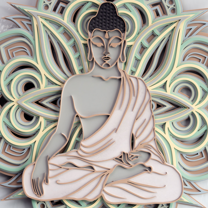 3D Layered Buddh Wooden Wall Art