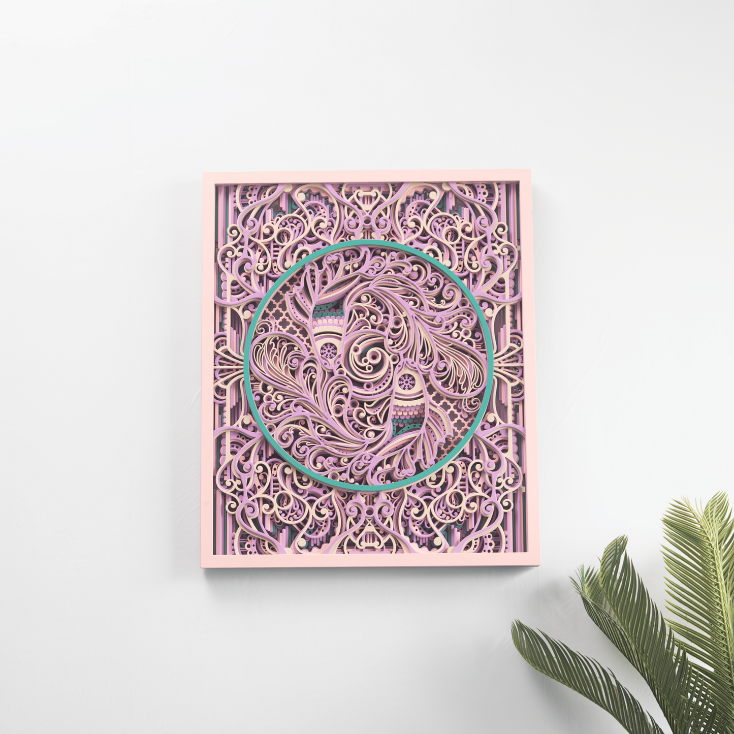 floral mandala 3d layered wooden wall art