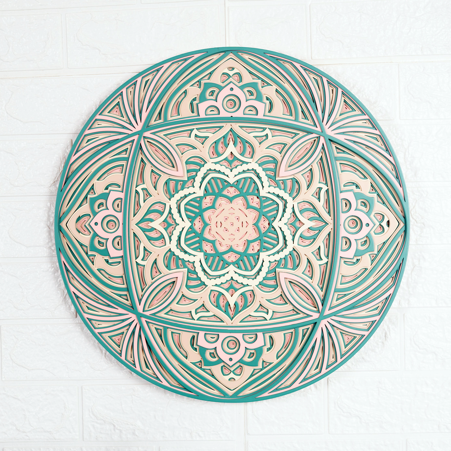 intricate layered wood mandala wall art