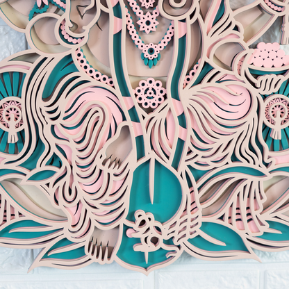 3D Layered Ganesh Wooden Wall Art