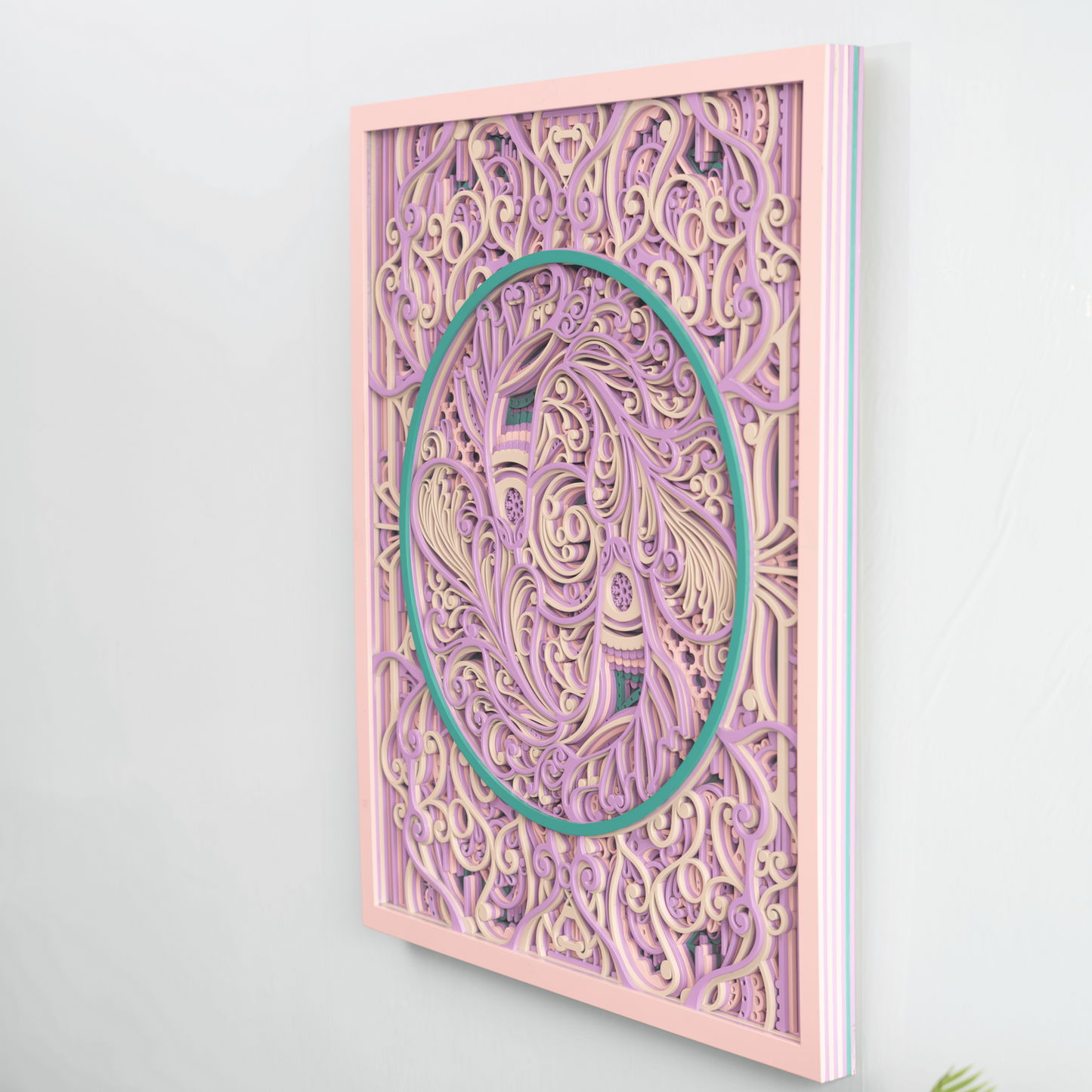 floral mandala 3d layered wooden wall art