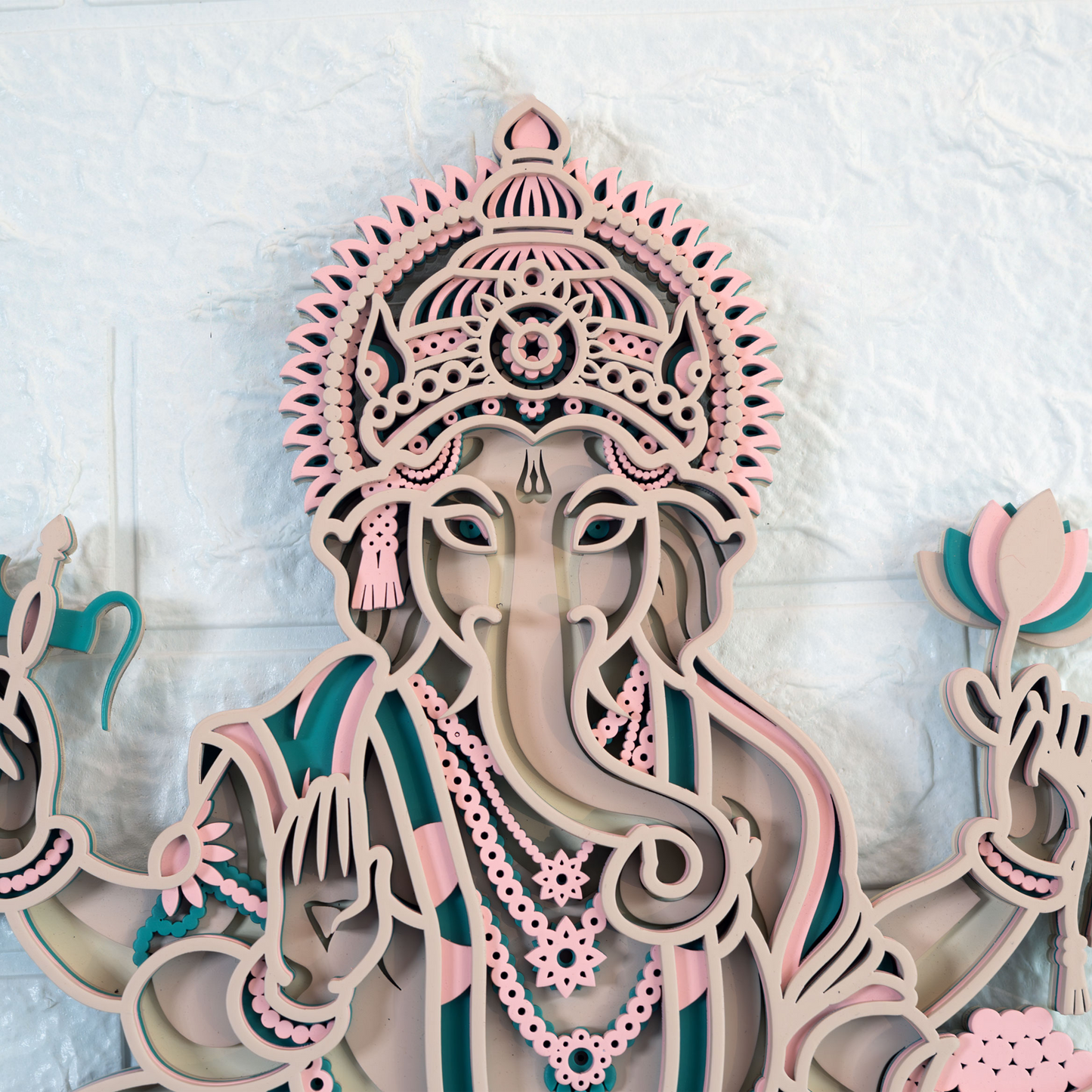 3d layered ganesh wooden wall art