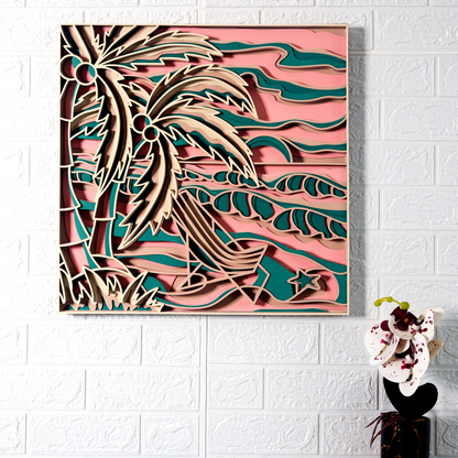 Layered Wood 'Coastal Sunset' Wall Art