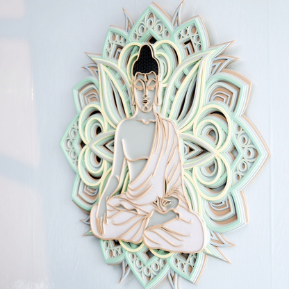 3D Layered Buddh Wooden Wall Art