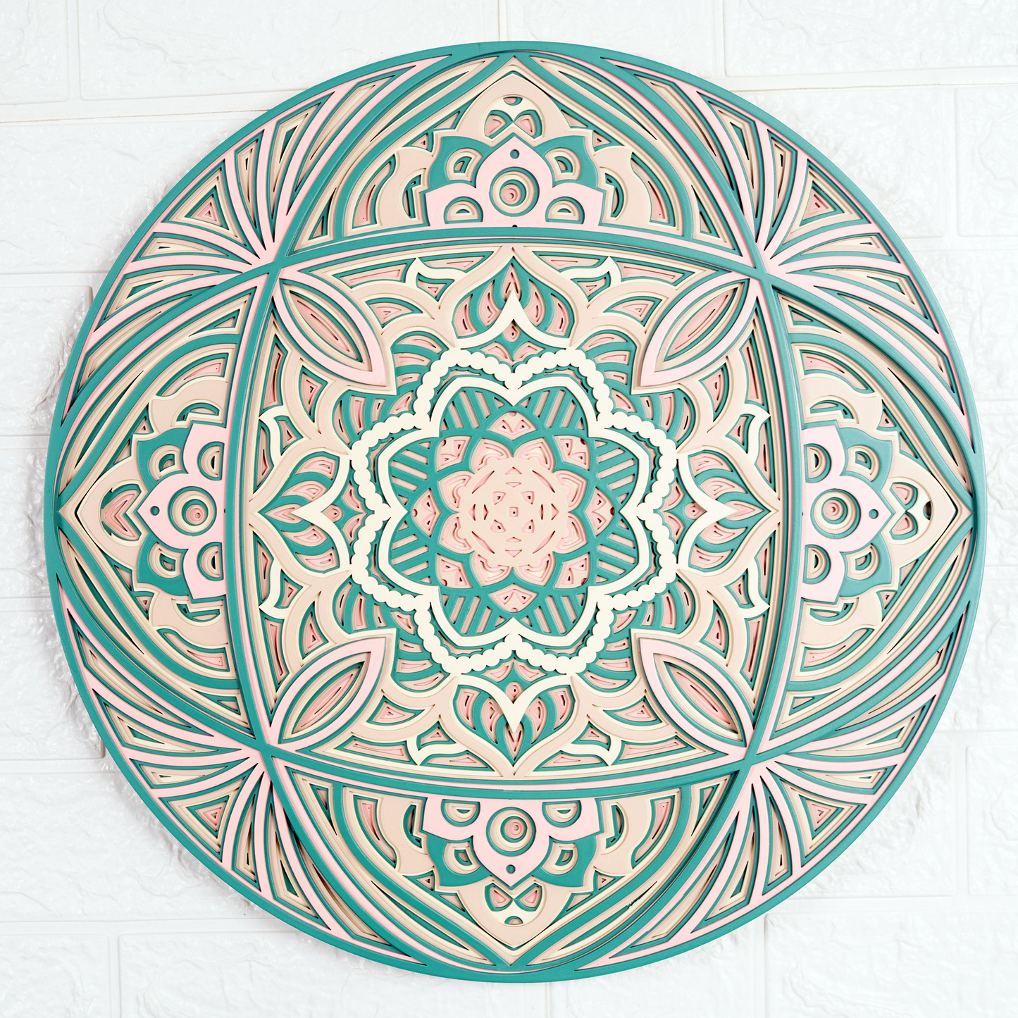 intricate layered wood mandala wall art