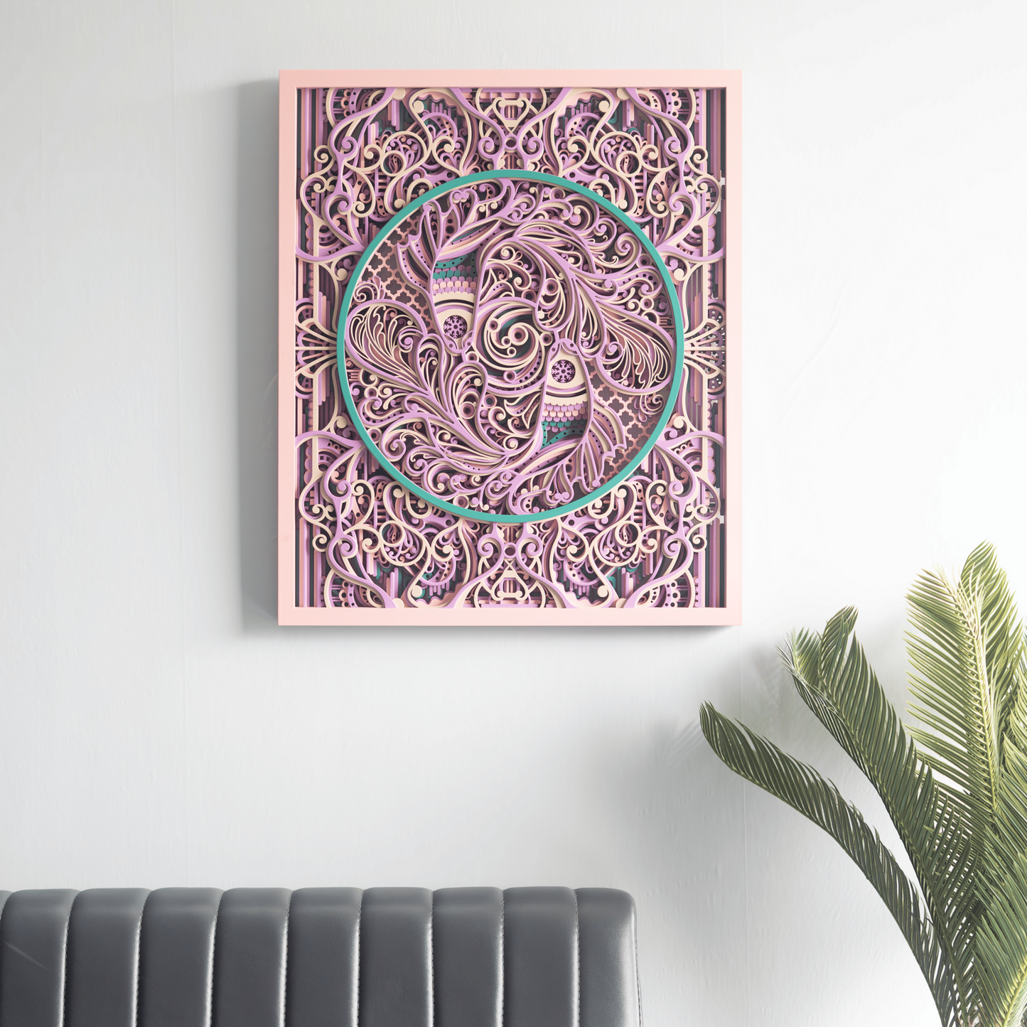 floral mandala 3d layered wooden wall art