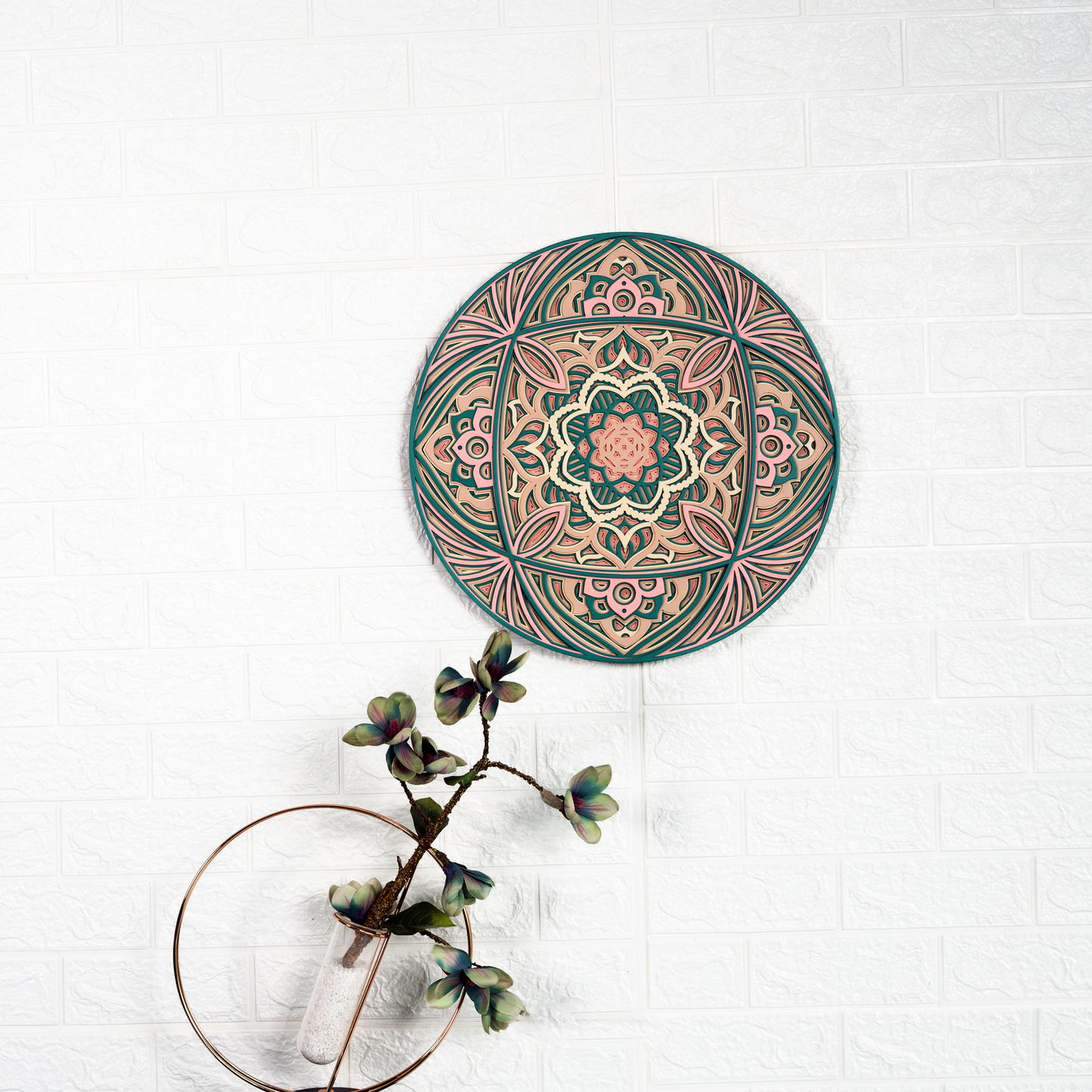 intricate layered wood mandala wall art