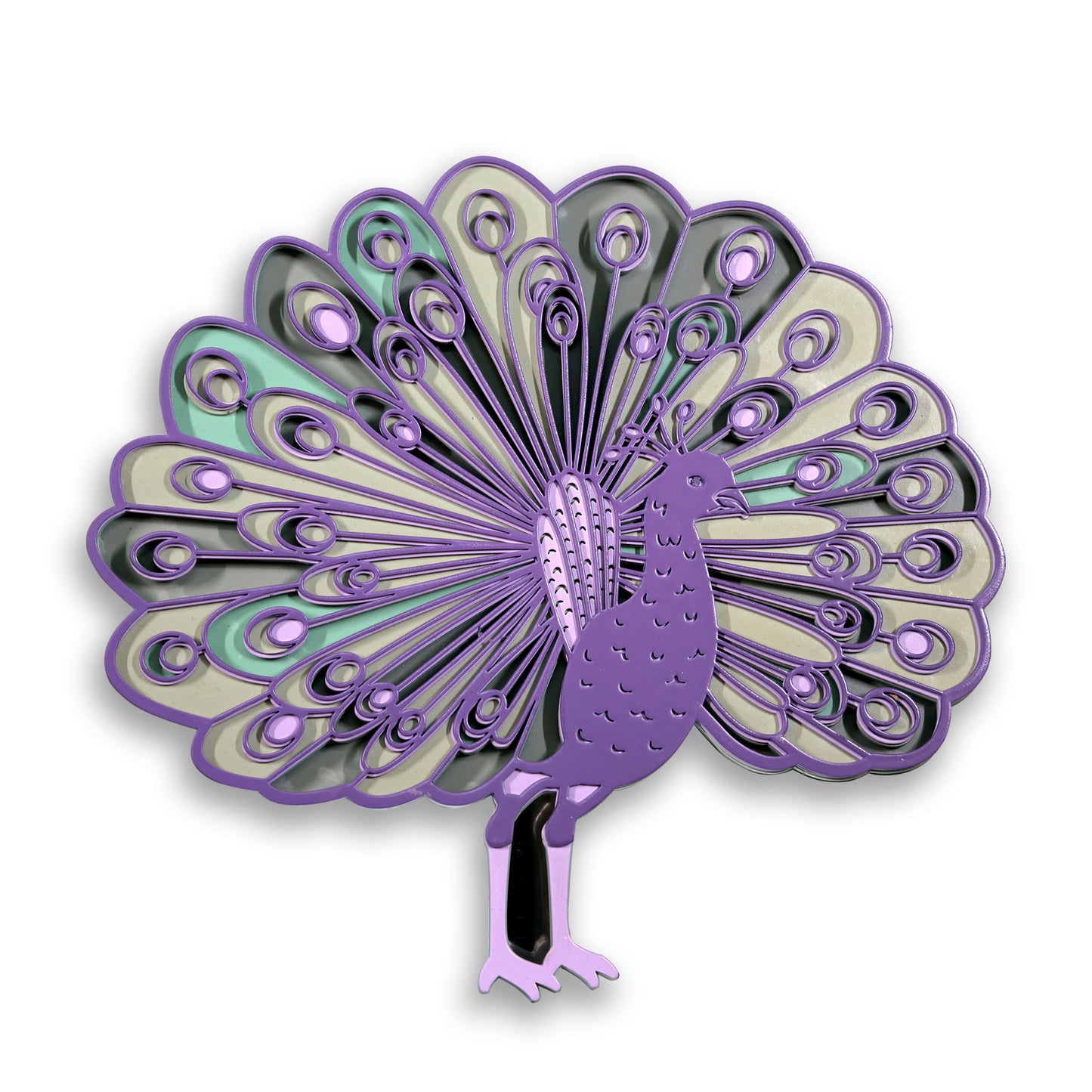 multi-layer wooden peacock wall art