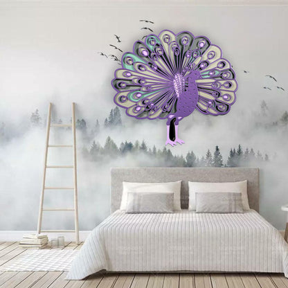 Multi-Layer Wooden Peacock Wall Art