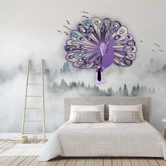 Multi-Layer Wooden Peacock Wall Art