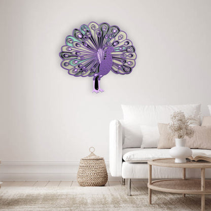 Multi-Layer Wooden Peacock Wall Art