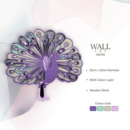 Multi-Layer Wooden Peacock Wall Art