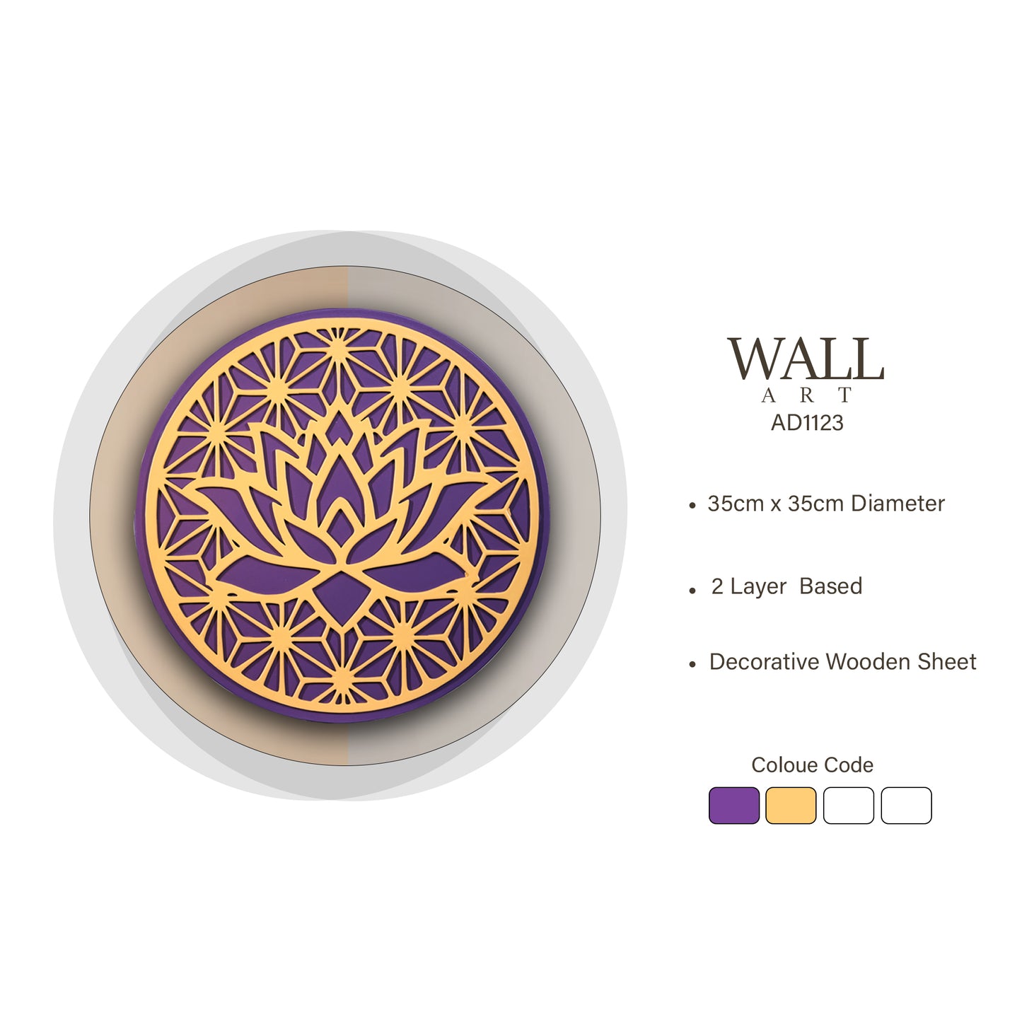 lotus mandala wooden wall art
