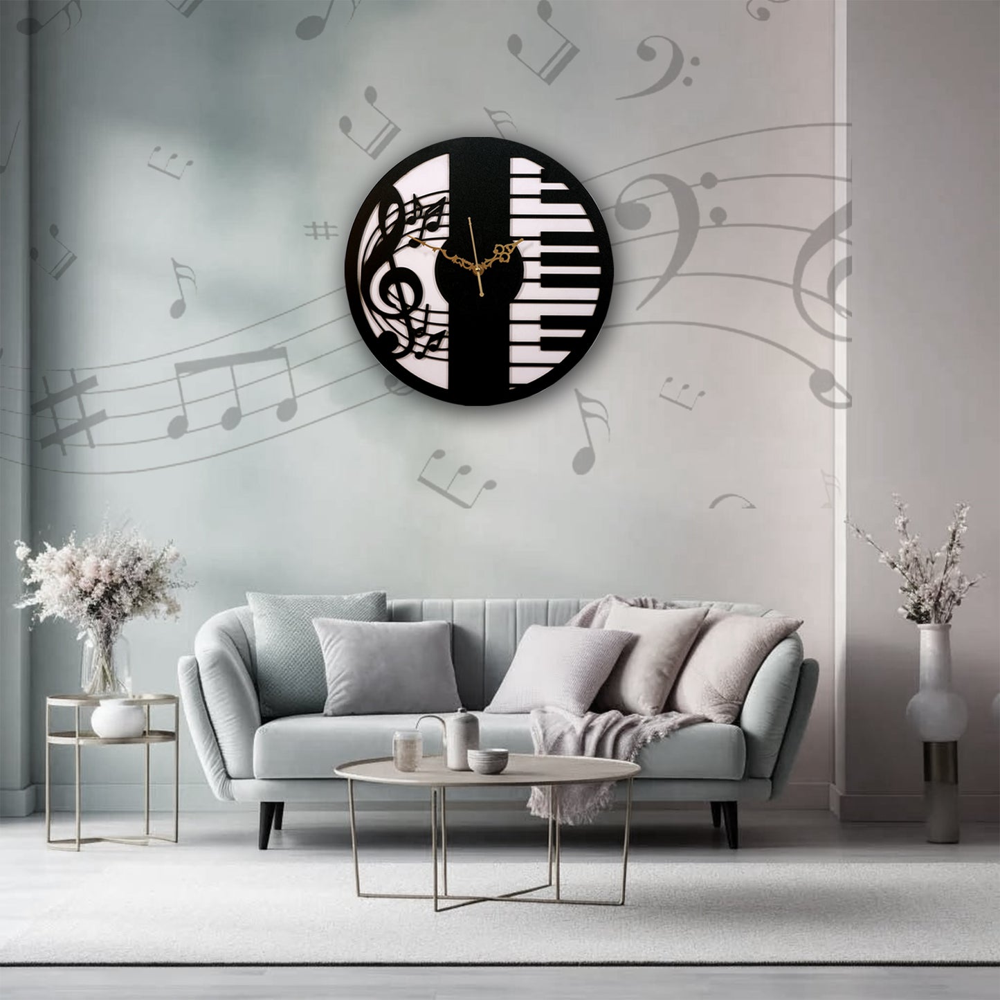 musical piano wall clock