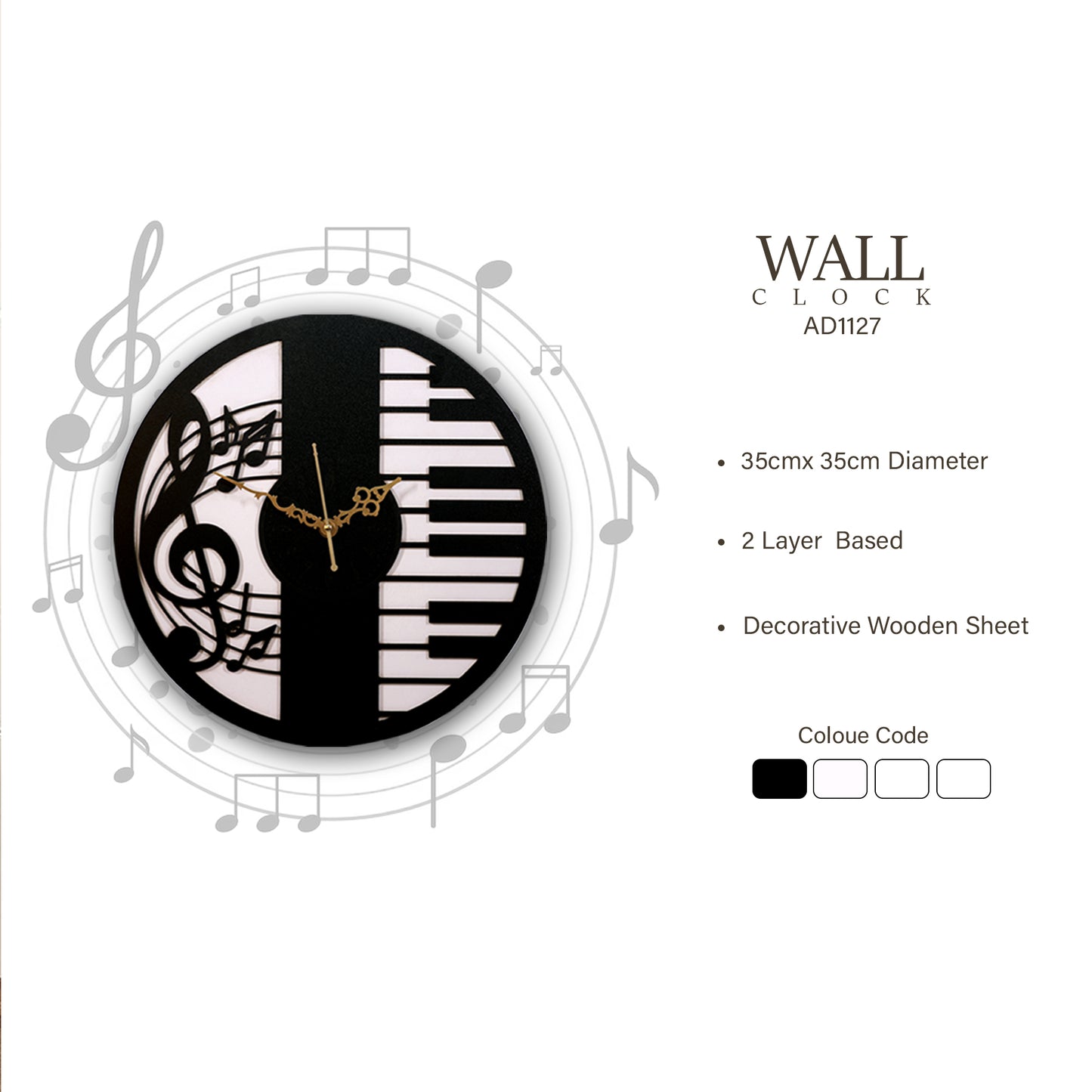 musical piano wall clock