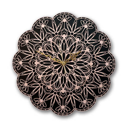 Floral Mandala Wooden Wall Clock