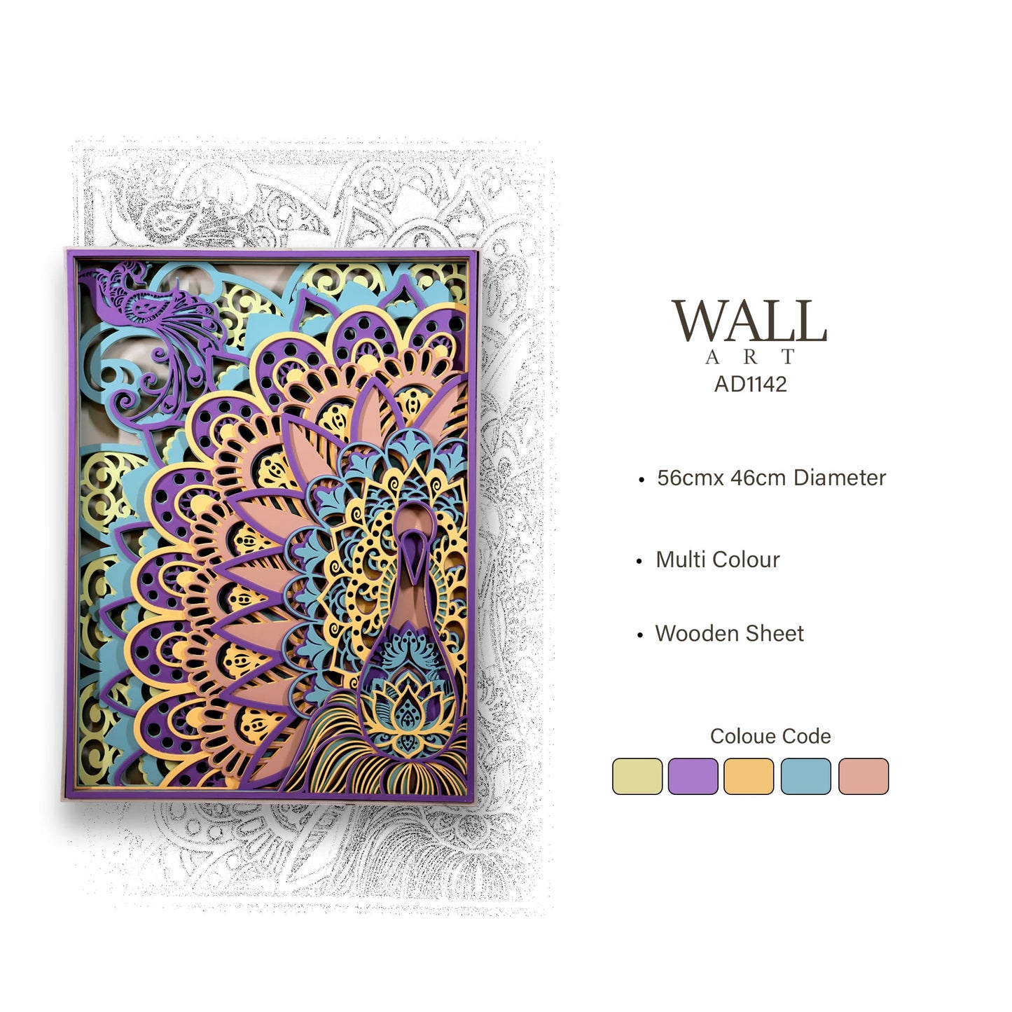 majestic peacock mandala shadow box