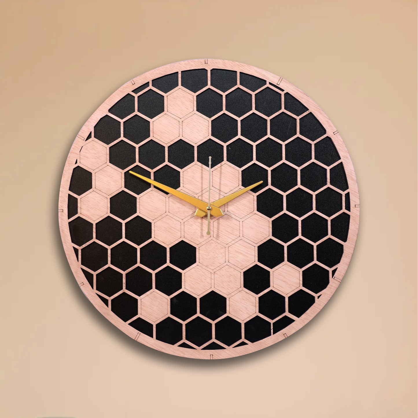 honeycomb wooden wall clock