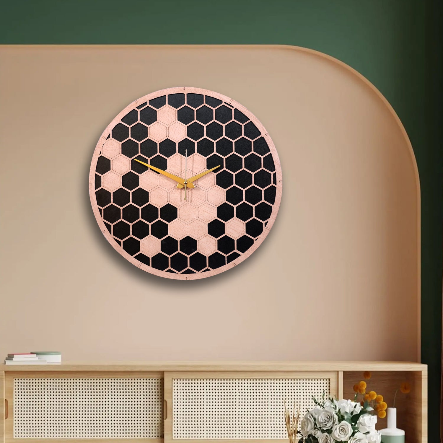 Honeycomb Wooden Wall Clock