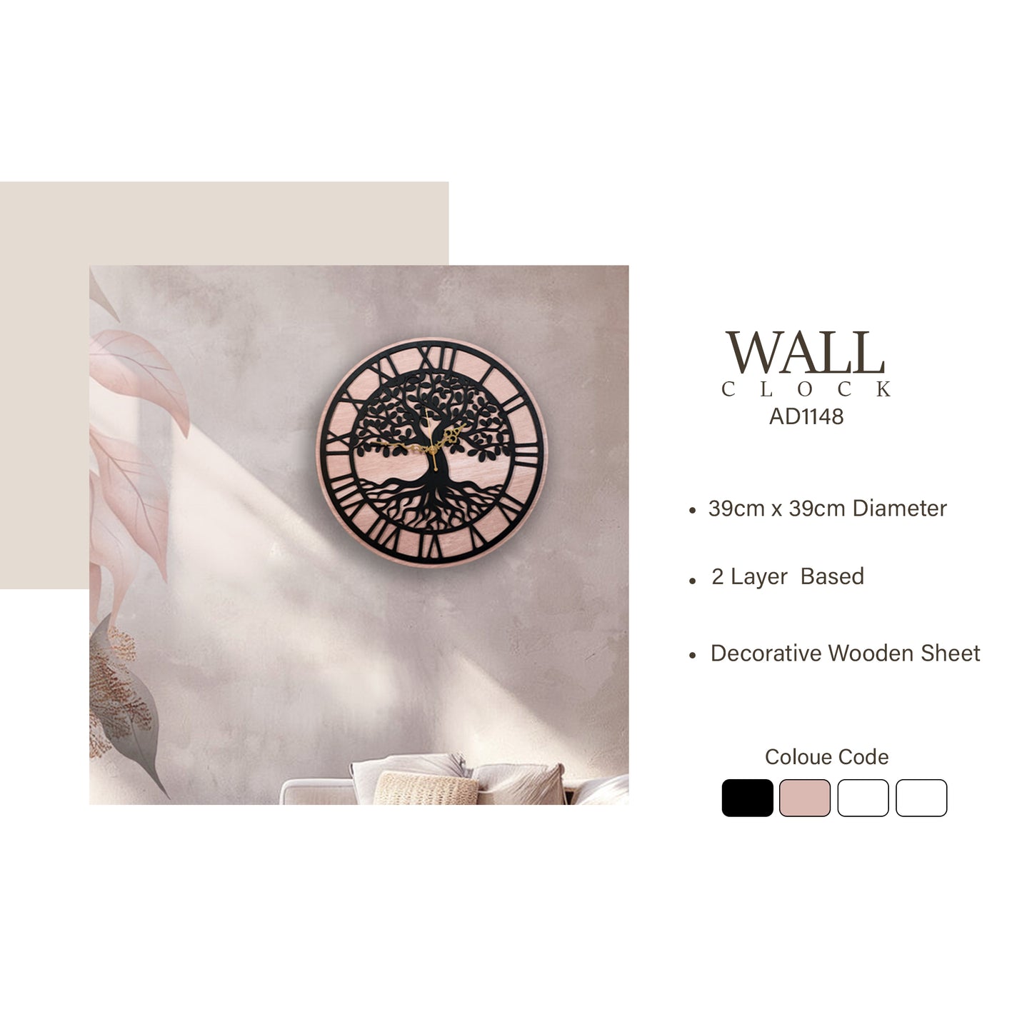 tree of life wooden wall clock