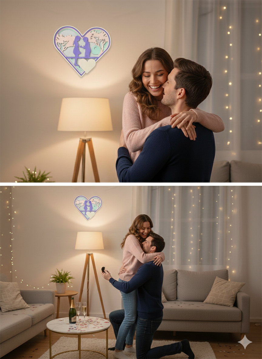 handcrafted 3d layered wooden heart wall art