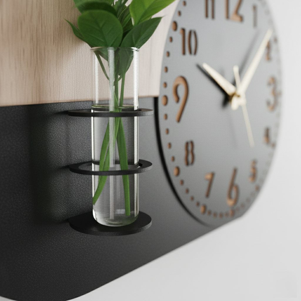 modern wall clock decorative clock for living room, office, bedroom 54x30cm black & wood