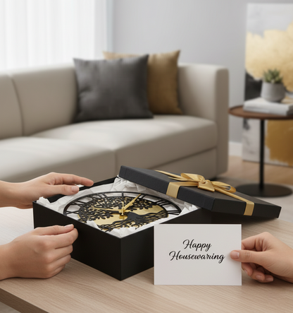 Tree of Life Roman Numeral Wall Clock - 12-Inch Luxury Gold & Black Acrylic Wall Decor