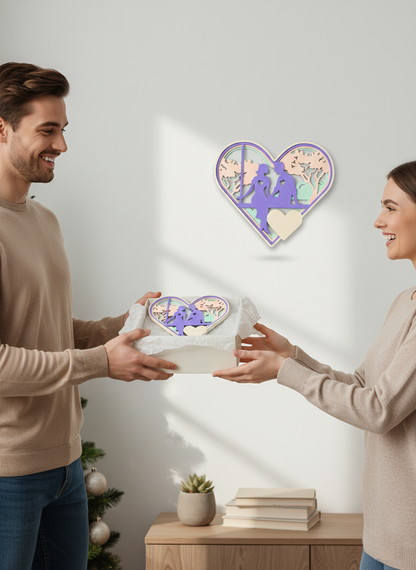 Handcrafted 3D Layered Wooden Heart Wall Art
