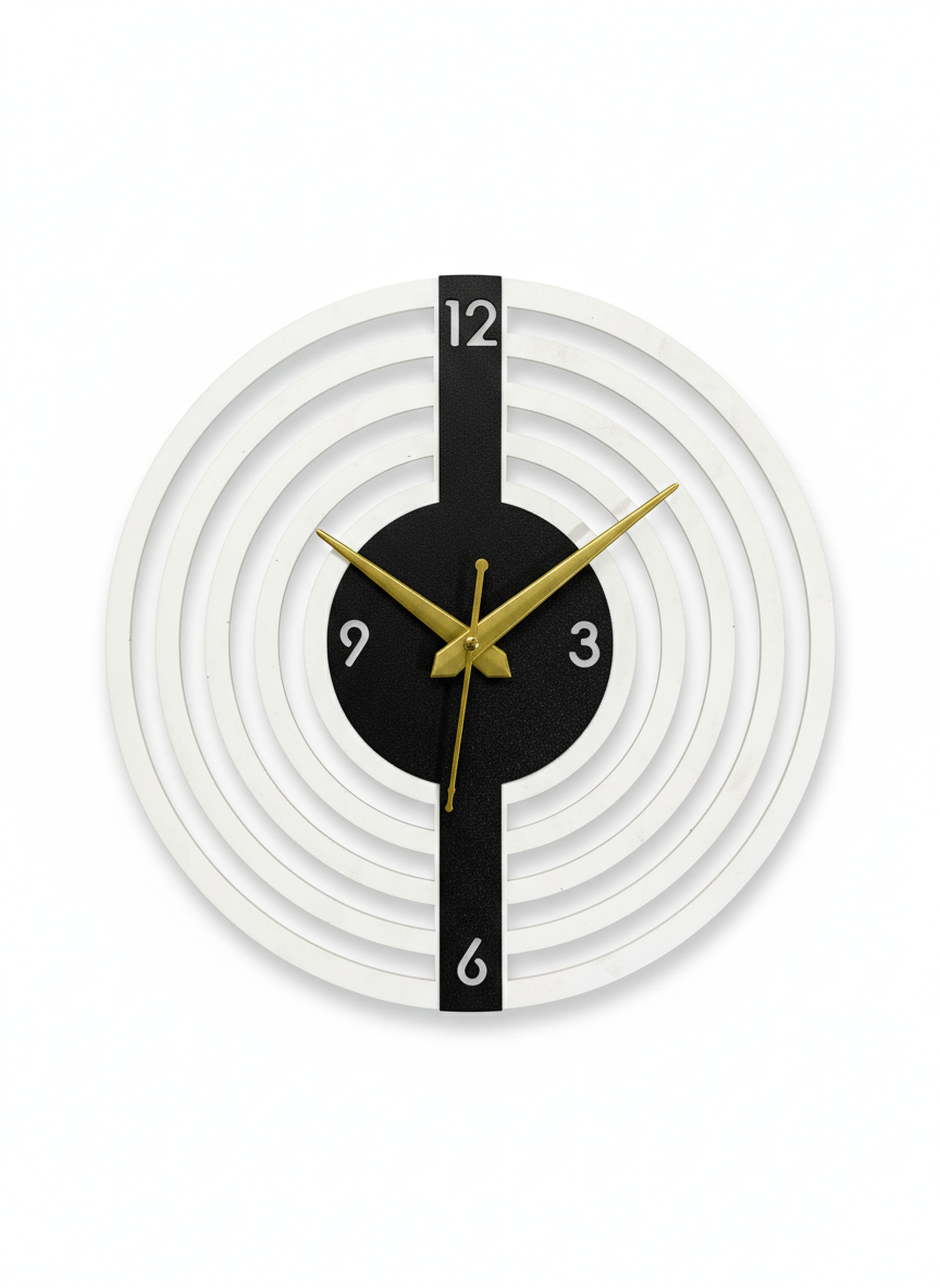 modern geometric 3d wall clock – 30cm round acrylic & mdf wood silent timepiece with natural backlight