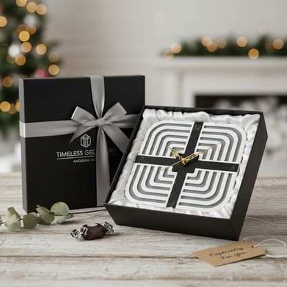 Modern Geometric Square Wall Clock - 3D Layered Acrylic & MDF Wood (30cm)